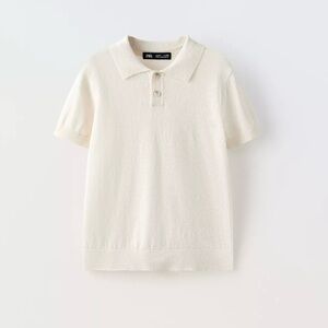 🆕 NWT Zara Linen Blend Knit Polo